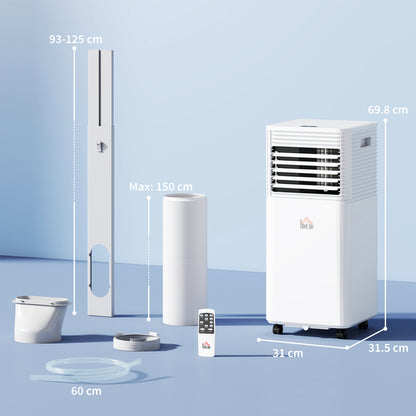 HOMCOM 9000 BTU Portable Air Conditioner for Cooling Dehumidifier Fan, Air Conditioning Unit, with Remote, 24H Timer, Window Mount Kit, R290, A Energy Efficiency