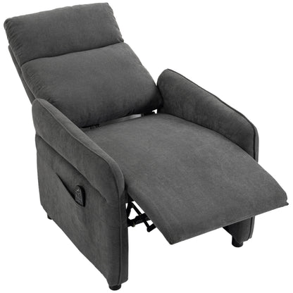 HOMCOM Recliner Armchair, Push Back Recliner Chair with Massage & Heat, Adjustable Armrests, Dual Side Pockets, Dark Grey