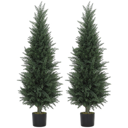 HOMCOM Set of Two Artificial Cypress Trees - Green
