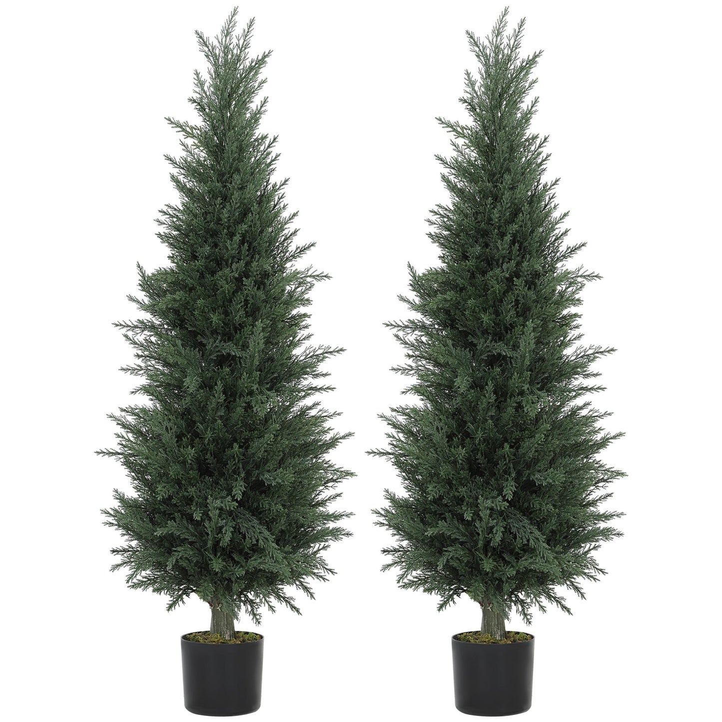HOMCOM Set of Two Artificial Cypress Trees - Green