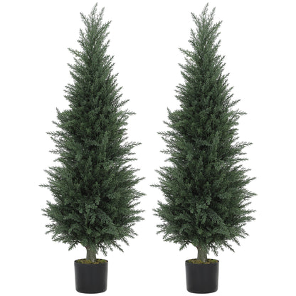 HOMCOM Set of Two Artificial Cypress Trees - Green