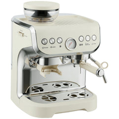 HOMCOM Bean to Cup Coffee Machine, Espresso Machine with Integrated Bean Grinder & Steam Wand, Cream White