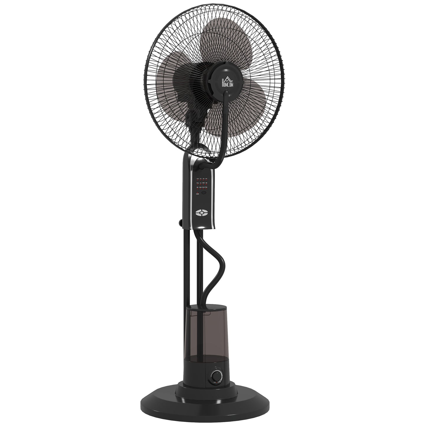 HOMCOM Pedestal Fan with Water Mist Spray, Spray Misting Fan with 70Â° Oscillation, Tilt Head, 3 Speeds, 3 Modes, Adjustable Mist, 3.2L Water Tank, for Home, 120 cm