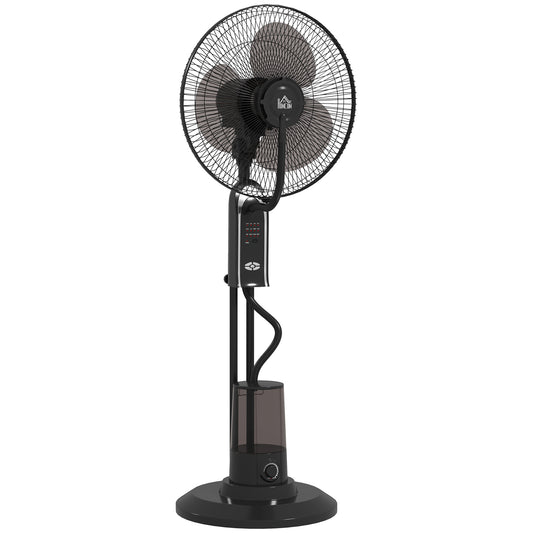 HOMCOM Pedestal Fan with Water Mist Spray, Spray Misting Fan with 70° Oscillation, Tilt Head, 3 Speeds, 3 Modes, Adjustable Mist, 3.2L Water Tank, for Home, 120 cm