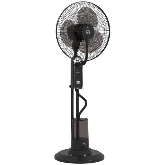 HOMCOM Pedestal Fan with Water Mist Spray, Spray Misting Fan with 70 Oscillation, Tilt Head, 3 Speeds, 3 Modes, Adjustable Mist, 3.2L Water Tank, for Home, 120 cm