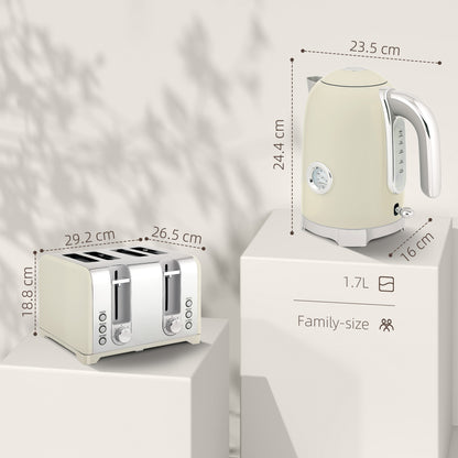HOMCOM Retro 3000W Kettle and Toaster Set - Grey