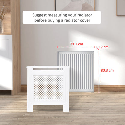 HOMCOM Wooden Radiator Cover Heating Cabinet Modern Home Furniture Grill Style White Painted (Small)