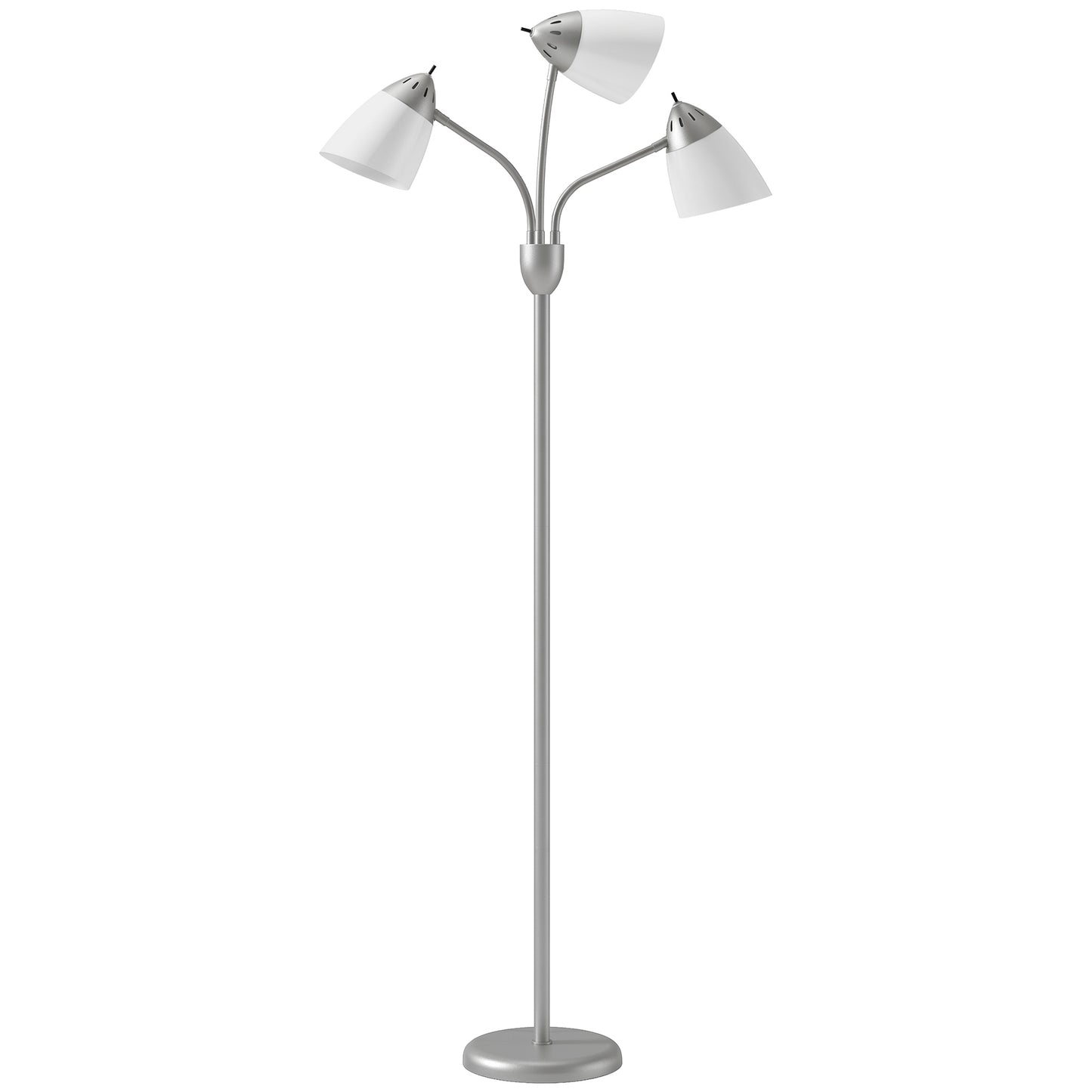 HOMCOM Arc Tree Floor Lamp with 3 Adjustable Rotating Lights and 3000K/4500K/6500K Colour Temperatures, Silver Tone