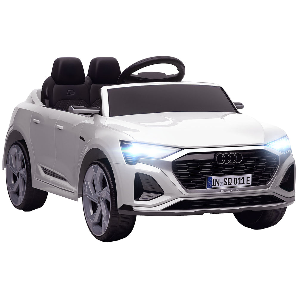AIYAPLAY Audi Q8 etron Sportback Licensed Ride on Car with Remote Control, Four-Wheel Suspension, Soft Start for Ages 3-4, White