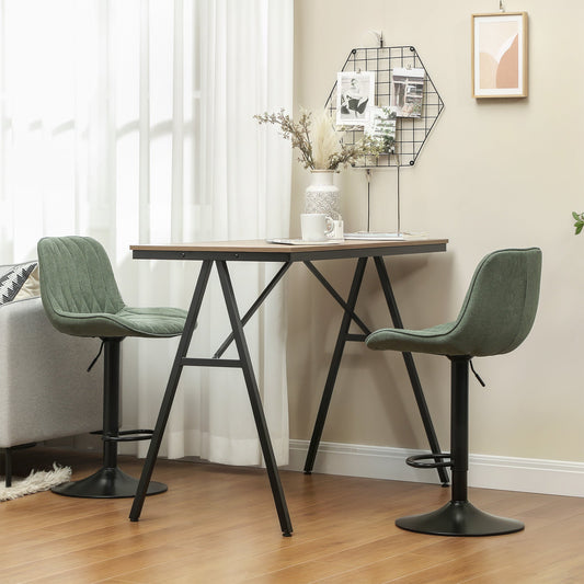 HOMCOM Set of Two Linen-Look Bar Stools - Green