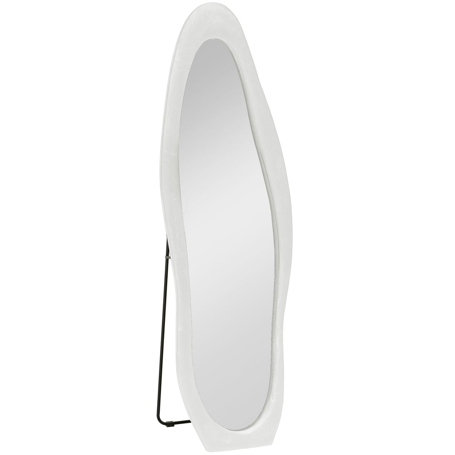 HOMCOM Wavy Velvet-Feel Full Length Mirror - White