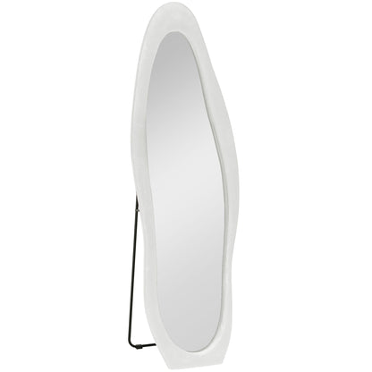 HOMCOM Wavy Velvet-Feel Full Length Mirror - White