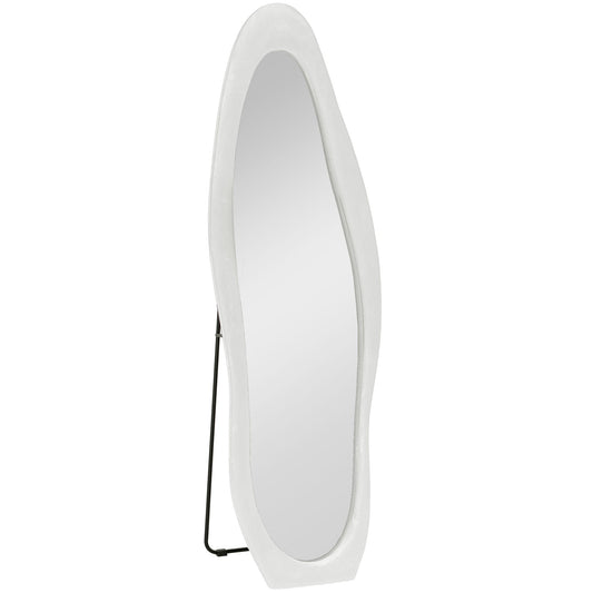 HOMCOM Wavy Velvet-Feel Full Length Mirror - White