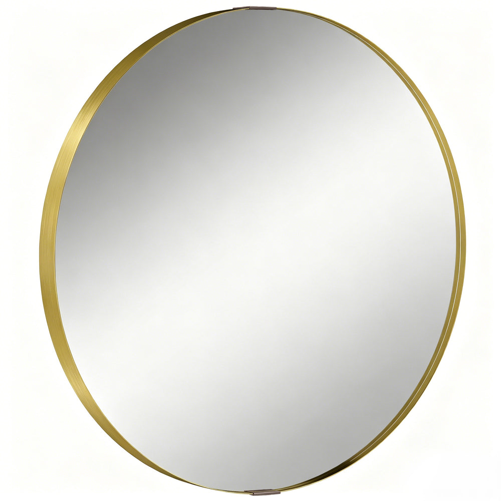 HOMCOM Round Wall Mirror 61 cm, Wall Mounted Bathroom Mirror with Tempered Safety Glass and Aluminium Alloy Frame, Gold Tone