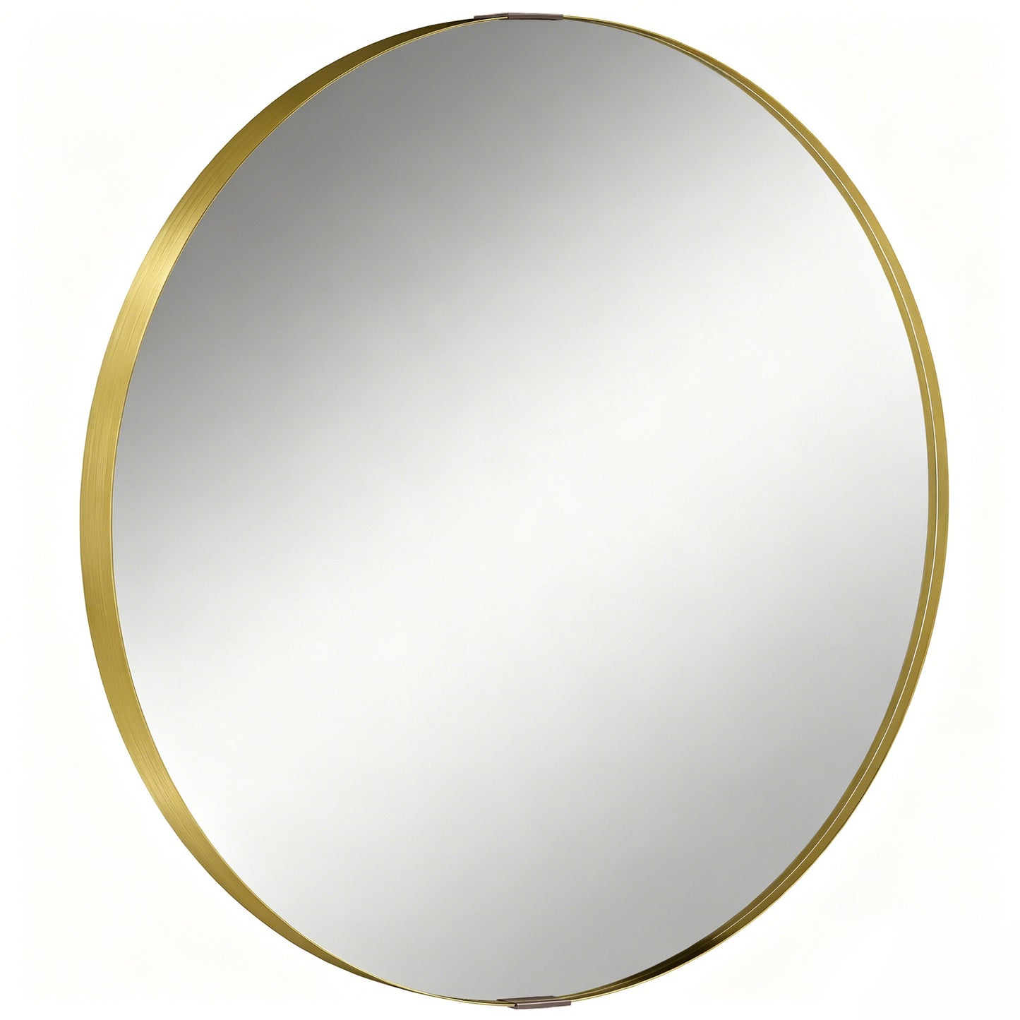 HOMCOM Round Wall Mirror 61 cm, Wall Mounted Bathroom Mirror with Tempered Safety Glass and Aluminium Alloy Frame, Gold Tone