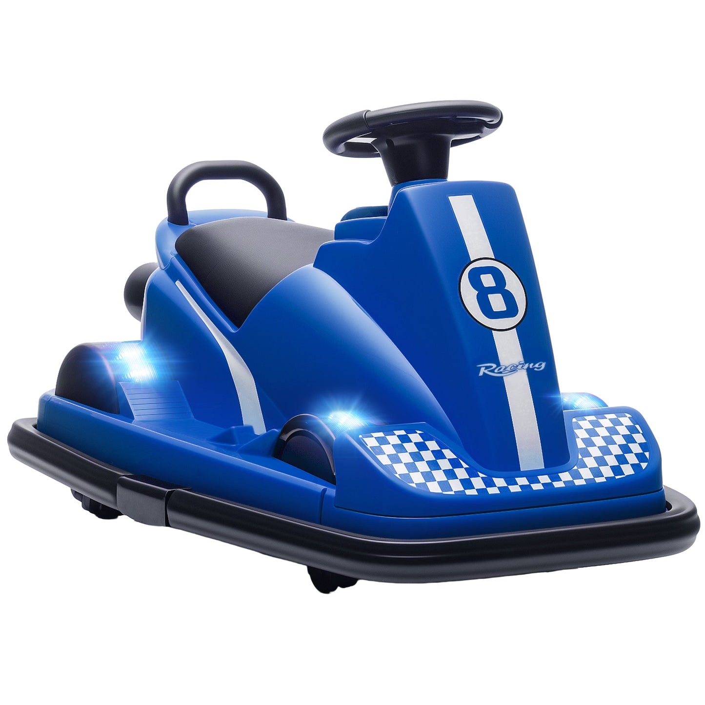 AIYAPLAY Kids Bumper Car, 360Â° Rotation Spin Electric Waltzer Car with LED Lights, Music for Ages 3-8 Years Old, Blue