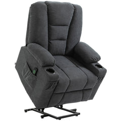 HOMCOM Electric Riser Recliner Armchair√Ø¬º≈í Oversized Chair with Cup Holder & Side Pockets for Elderly in Living Room, Charcoal Grey