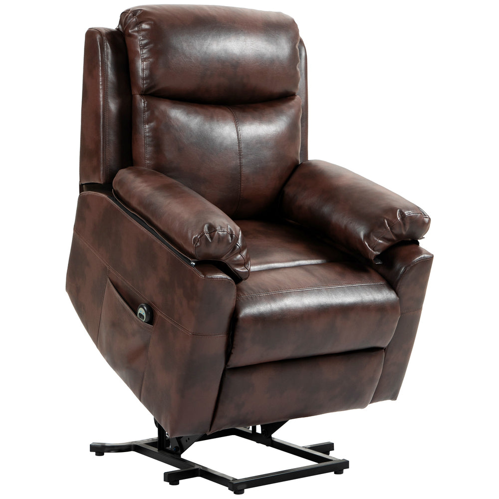 HOMCOM Faux Leather 70  Electric Riser Recliner Chair, Dark Brown