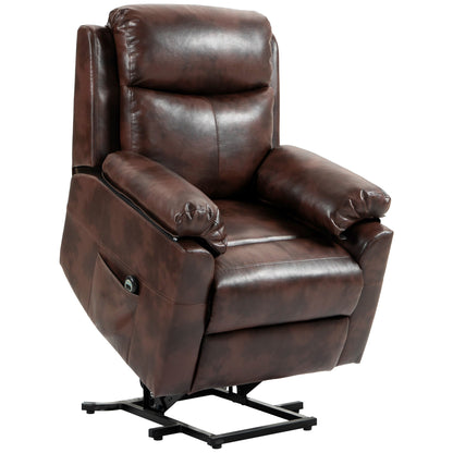 HOMCOM Faux Leather 70  Electric Riser Recliner Chair, Dark Brown