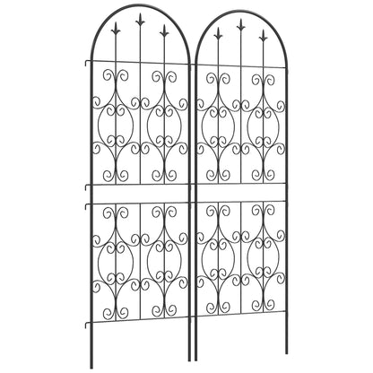 Outsunny Set of 2 Metal Garden Trellis, Decorative Trellis Panels for Climbing Outdoor Plants, Vegetables, Vines, Flowers, 150 x 50 cm, Scrollwork Design