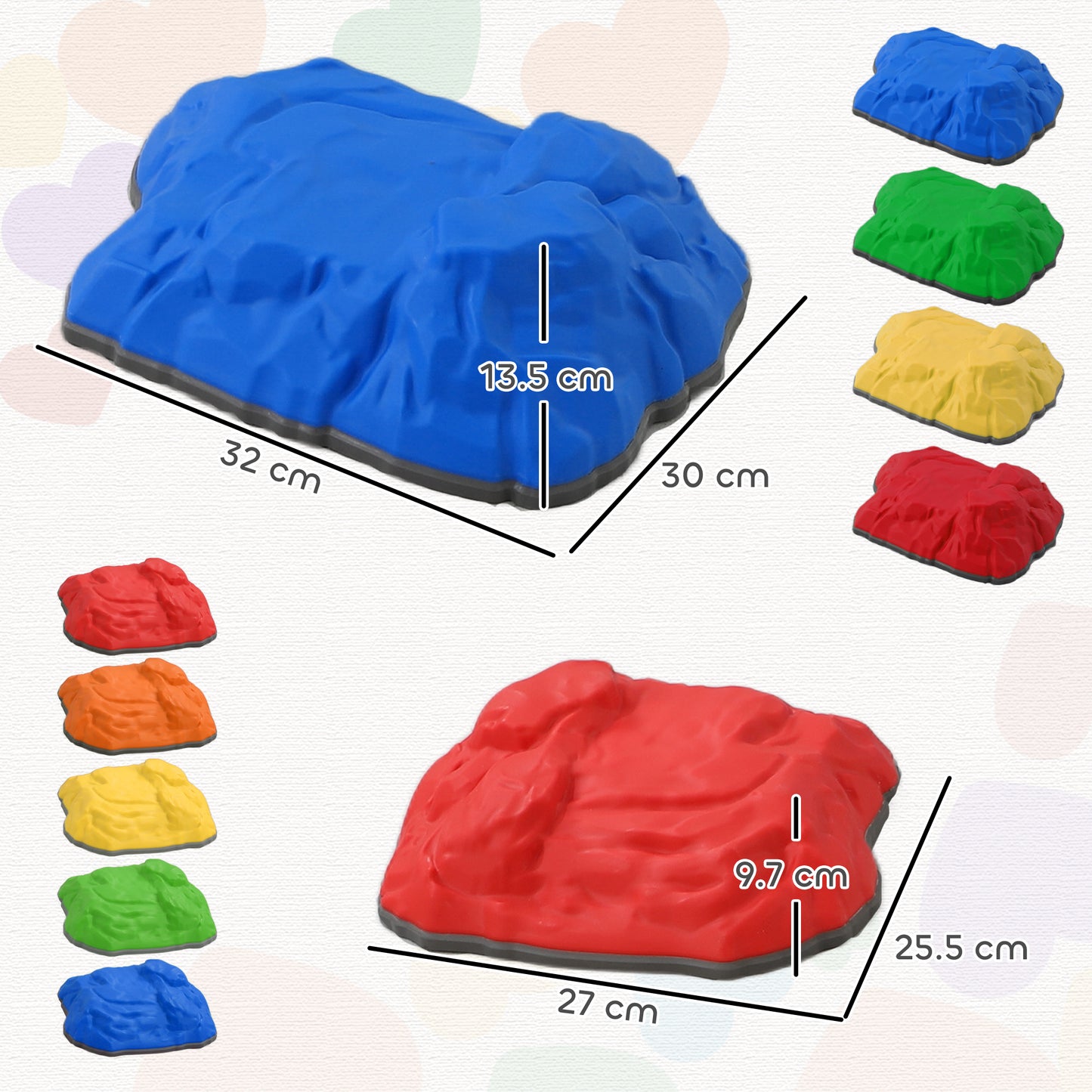 AIYAPLAY Balance Stepping Stones for Kids with Non-Slip Bottom, Indoor Outdoor Obstacle Course for Ages 3-8 Years, Multicoloured