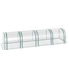 Outsunny PVC Tunnel Greenhouse Green Grow House Steel Frame for Garden Backyard with Zipper Doors 395 x 100 x 80cm, Clear