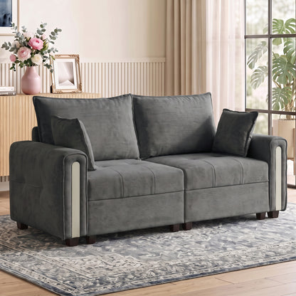 HOMCOM 2 Seater Sofa with Lift-Up Storage, 168 cm Comfy Velvet Small Couch with Wide Deep Seat, Plush Backrest, Thick Padding, 2 Pillows, Loveseat for Living Room, Home Office, Dark Grey