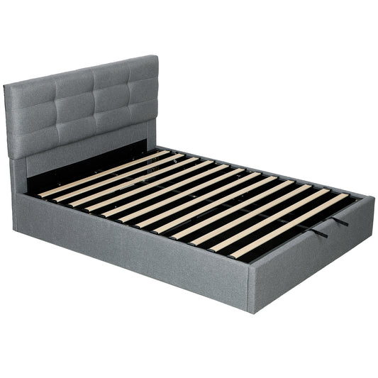 HOMCOM 5ft King Ottoman Bed with Gas Lift Storage - Grey