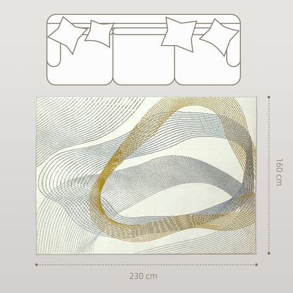 HOMCOM Modern Area Rug, Machine Washable Rug, Allergy-Friendly Floor Carpet for Living Room, Bedroom, Dining Room, Home Office, 230 x 160 cm, Cream White