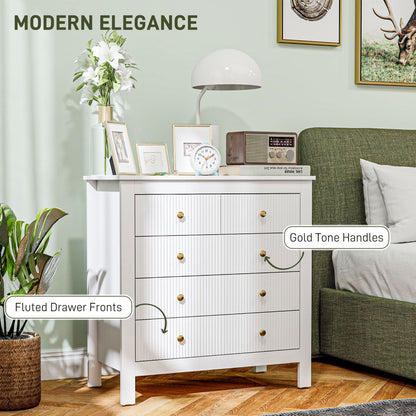 HOMCOM Elegant Chest of Five Drawers - White