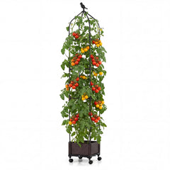 Raised Garden Bed Planter Box with Obelisk Trellis 200 cm-Black