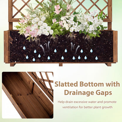 Raised Garden Bed with Lattice Trellis Wooden Elevated Planter-Orange