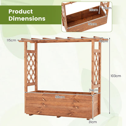 Raised Garden Bed with Lattice Trellises Hanging Roof Drainage-Ornge-L