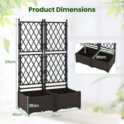 Raised Garden Bed with Trellis Self-Watering Elevated Planter Box with Drain Holes-Set of 2