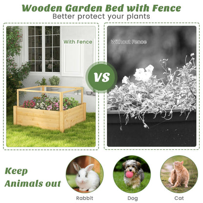 Raised Garden Bed with Critter Guard Fence and Grow Grid