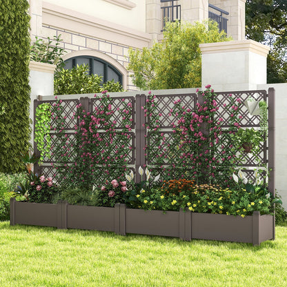 Self-Watering Standing Planter Box Lattice Panels for Vine Climbing Fruits Vegetables-Brown