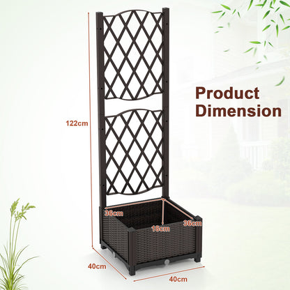 Raised Garden Bed with Trellis and Self-Watering System-Brown