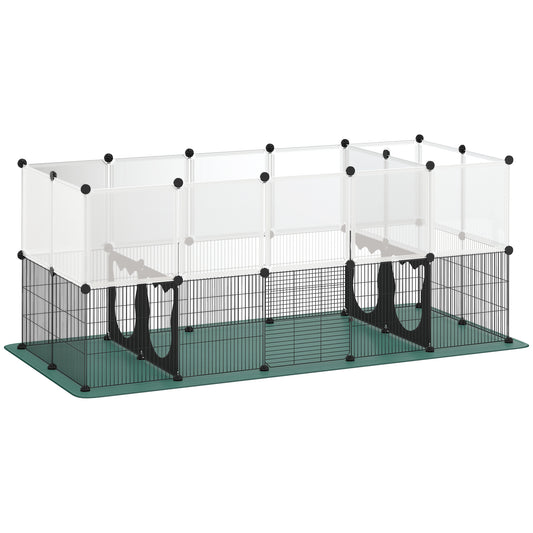 PawHut Pet Playpen with Waterproof Mat, DIY Small Animal Enclosure 34 Panels, Indoor/Outdoor Metal Pet Fence for Guinea Pigs