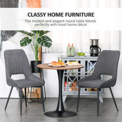 HOMCOM Modern Round Dining Table Leisure Coffee Bistro Table with Metal Base for Kitchen & Dining Room Brown