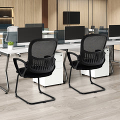 Reception Chairs Set of 2 with Breathable Mesh Back-Black