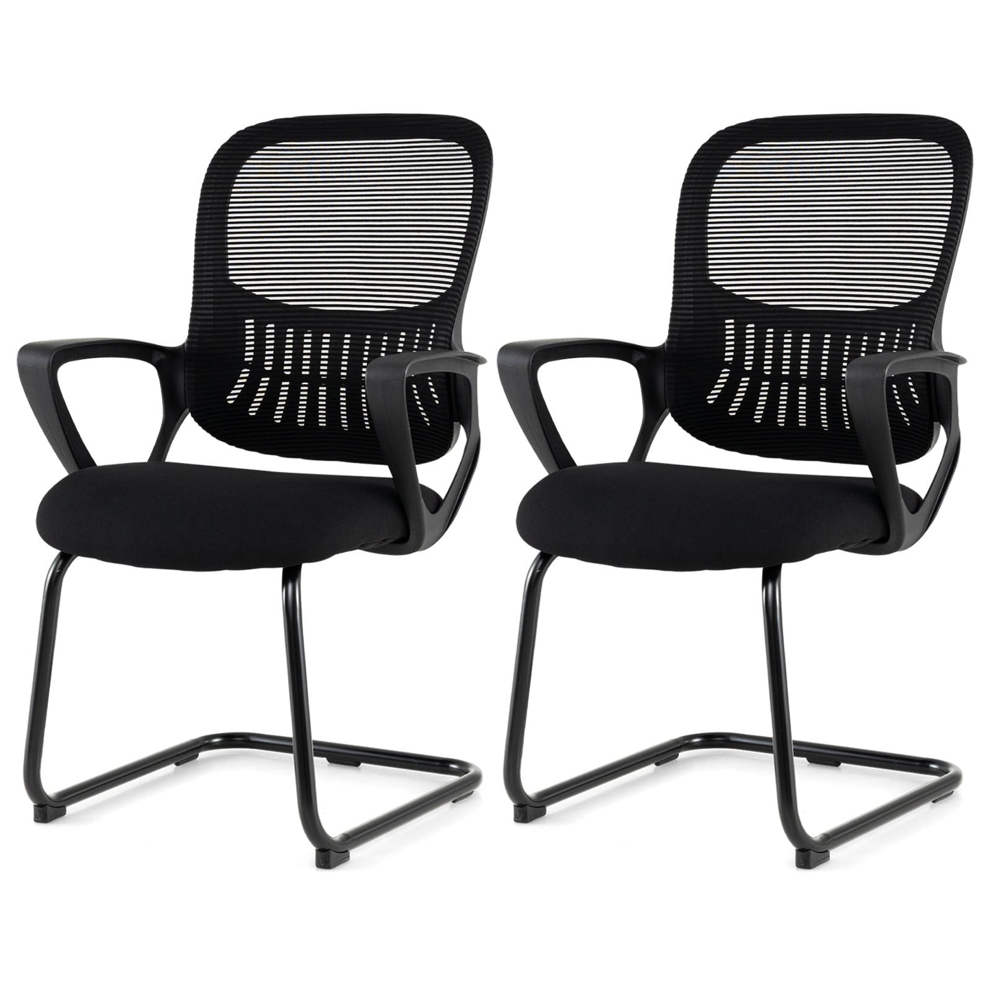 Reception Chairs Set of 2 with Breathable Mesh Back-Black