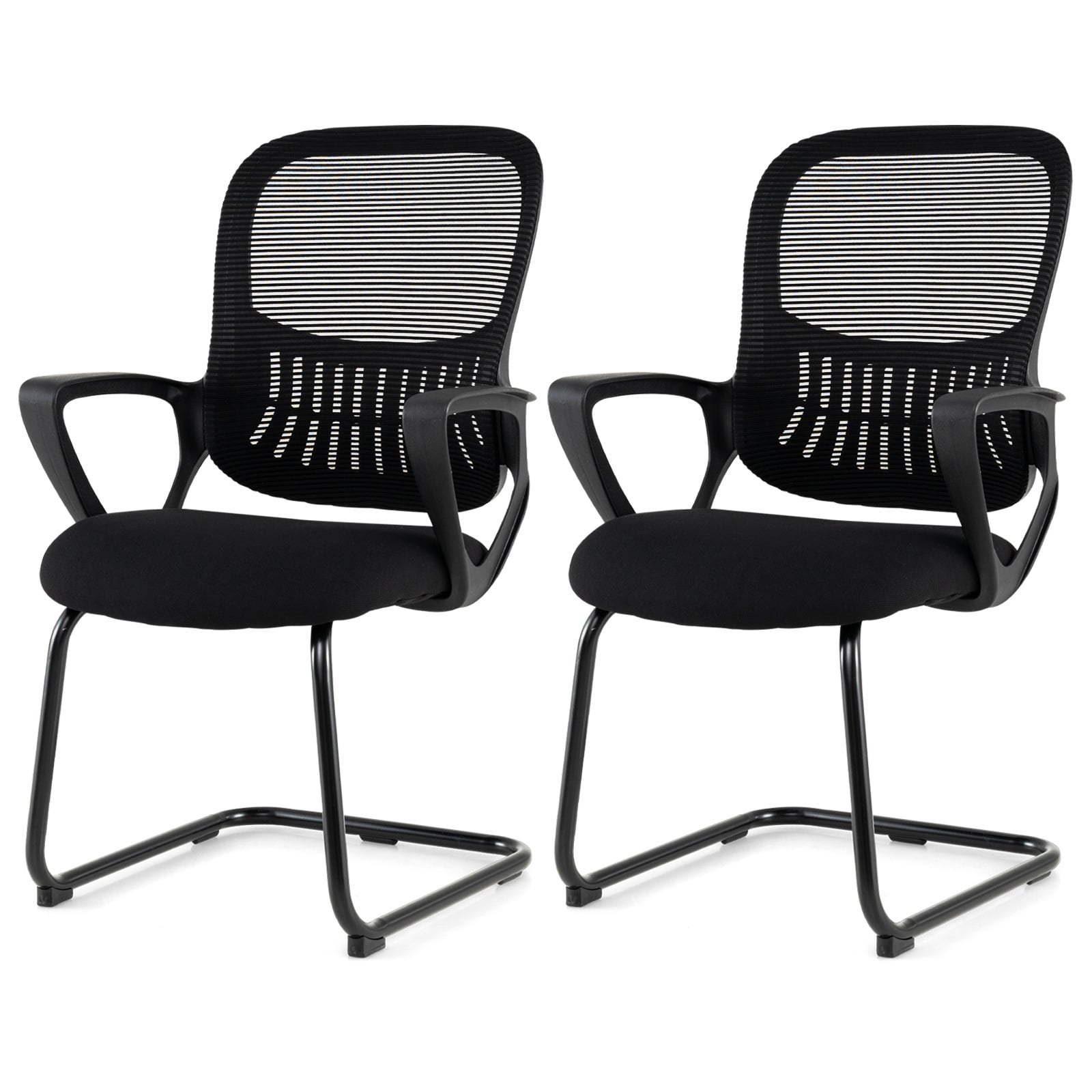 Reception Chairs Set of 2 with Breathable Mesh Back-Black