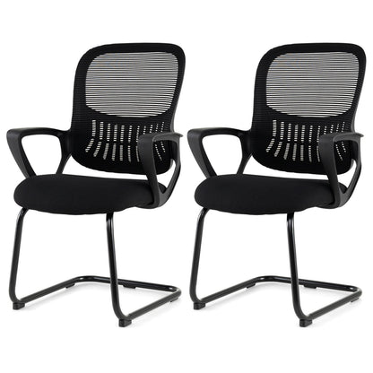 Reception Chairs Set of 2 with Breathable Mesh Back-Black