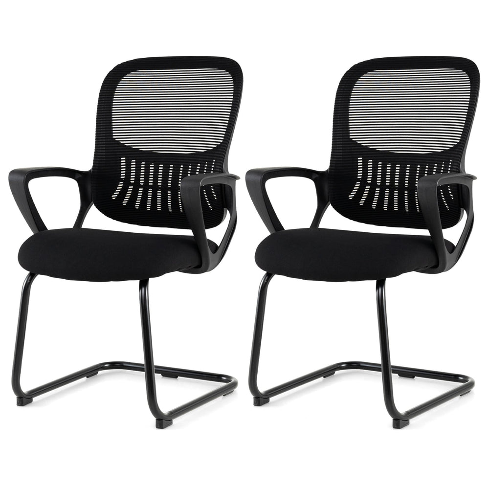 Reception Chairs Set of 2 with Breathable Mesh Back-Black