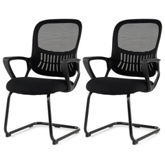 Reception Chairs Set of 2 with Breathable Mesh Back-Black