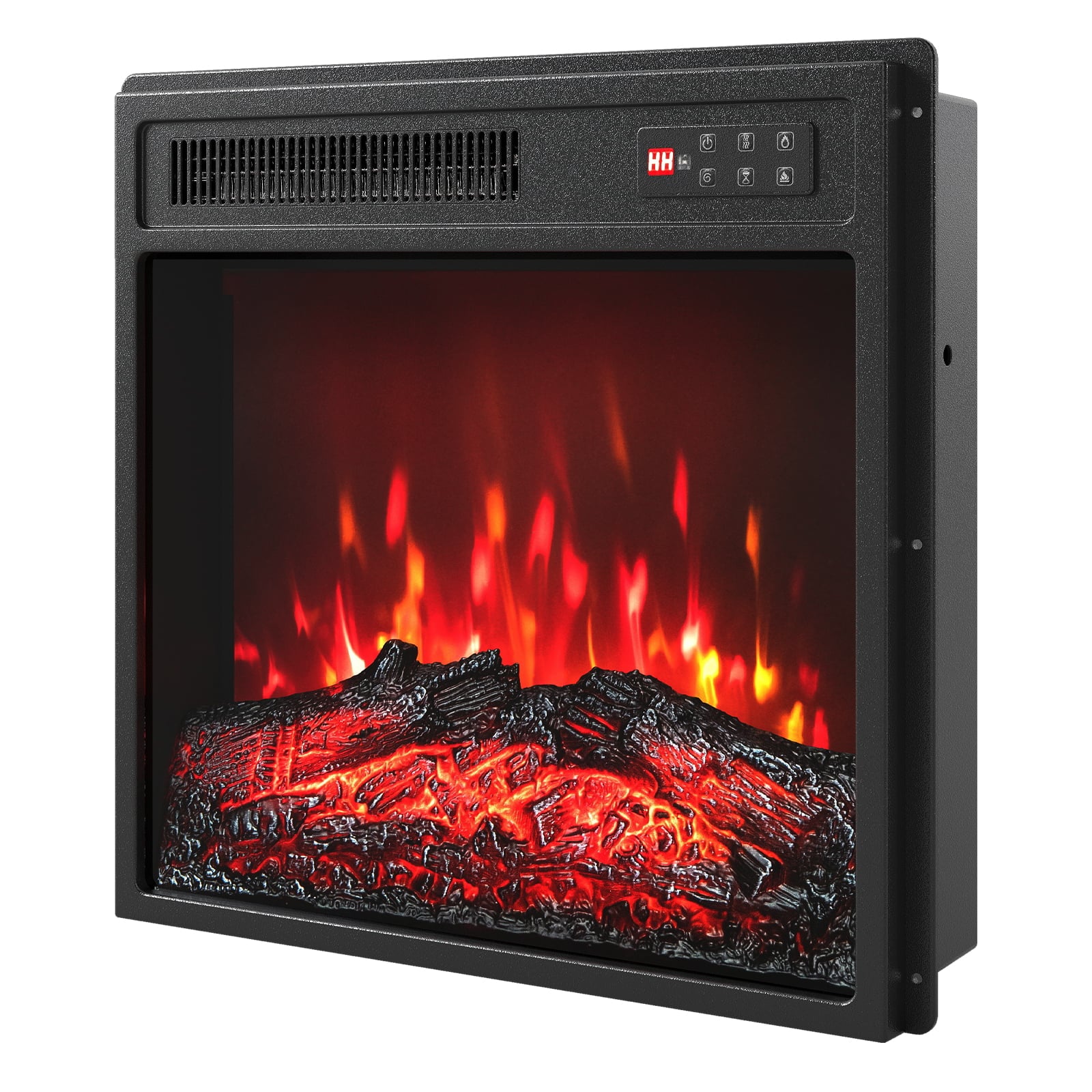 18 Inches Recessed Fireplace Heater with Remote Control and Adjustable Flame Colors