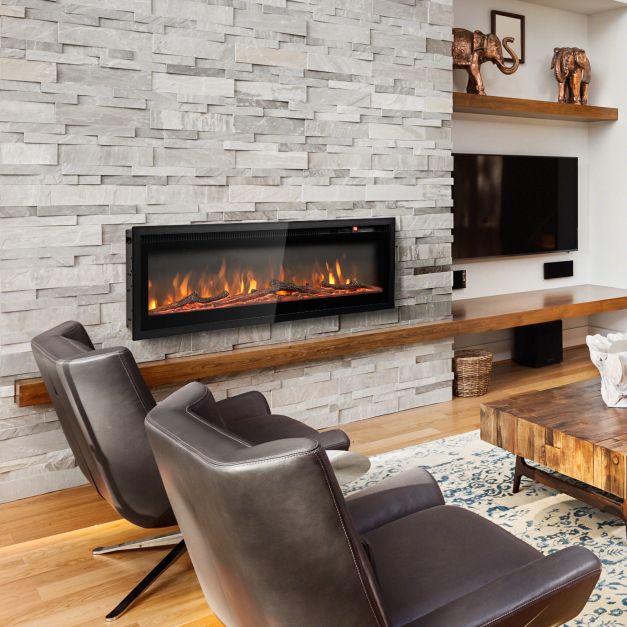 102/127 cm Wall Mounted Recessed Freestanding Electric Fireplace-Size 1