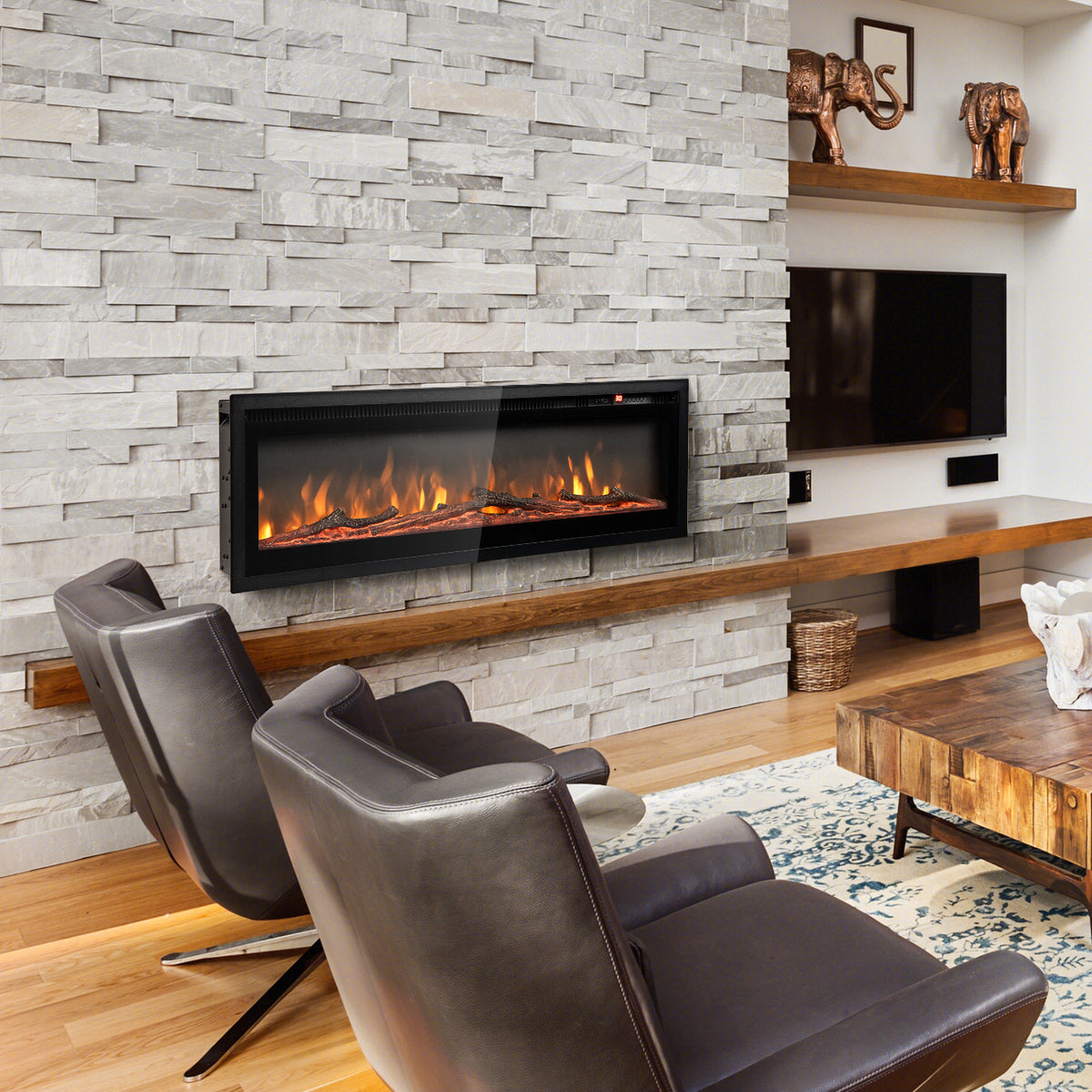 102/127 cm Wall Mounted Recessed Freestanding Electric Fireplace-Size 1