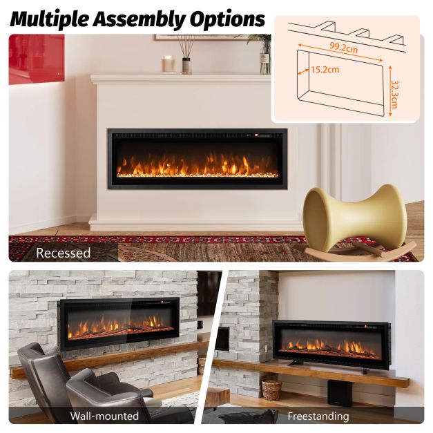 102/127 cm Wall Mounted Recessed Freestanding Electric Fireplace-Size 1