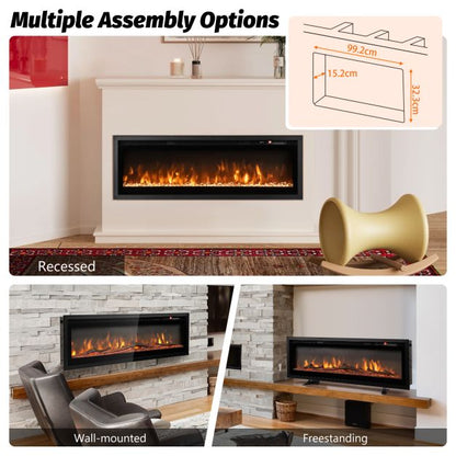 102/127 cm Wall Mounted Recessed Freestanding Electric Fireplace-Size 1
